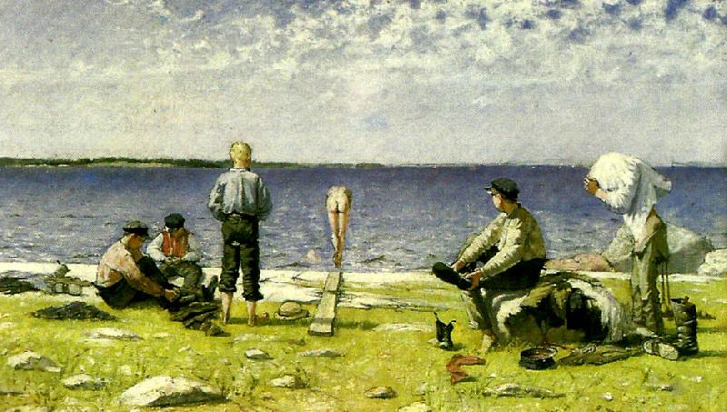 Eugene Jansson badande pojkar oil painting image
